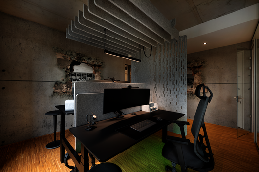 WINEA FLOW Duotisch mit WINEA FLEX UP Akustikpaneel