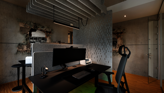 WINEA FLOW duo desk with WINEA FLEX UP acoustic panel