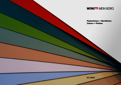 Broschüre mit allen Farben- und Materialien, die es für die WINI Möbel gibt.
