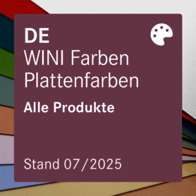 Broschüre mit allen Farben- und Materialien, die es für die WINI Möbel gibt.