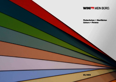 Broschüre mit allen Farben- und Materialien, die es für die WINI Möbel gibt.