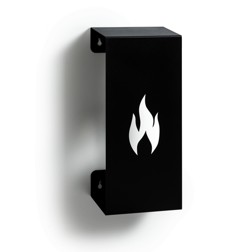 WINI Fire Extinguisher Design Cover in Black with "Flame" Motif, Front View