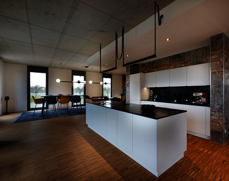 WINEA TEAMS, custom-made, seating and standing table with chairs with connecting shaft in wave form