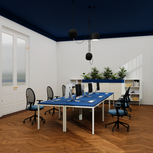 WINEA FOUR Arbeitsplätze als Bench zusammen gestellt