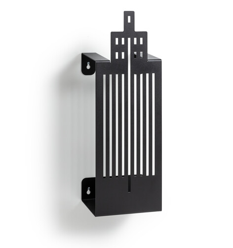WINI Fire Extinguisher Design Cover in Black with "House" Motif, Wall-Mounted