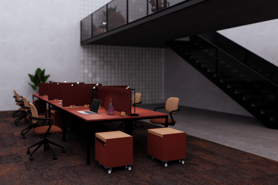 WINEA FOUR Arbeitsplätze als Bench zusammen gestellt